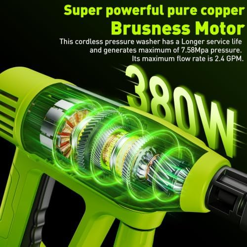 Cordless Car Washer, 1100PSI, Portable Cleaning Tool with 6-in-1 Nozzle - Image 2