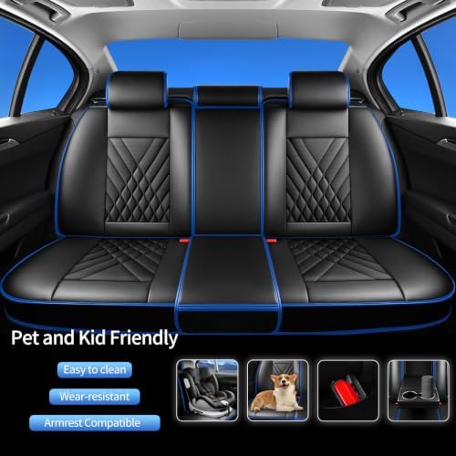 Fit Liberty Car Seat Covers Compatible with Jeep Liberty 2002-2010 2011 2012-Premium Leather,Waterproof,Breathable,Airbag Compatible &All-Weather Seat Cushion Protecto(Full Set,Blue) - Image 5