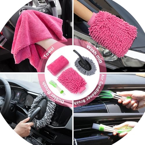 41Pcs Car Cleaning Kit, Interior Detailing Kit with High Power Handheld Vacuum, Detailing Brush Set, Windshield Tool, Snow Shovel, Pink Complete Auto Accessories for Women - Image 6