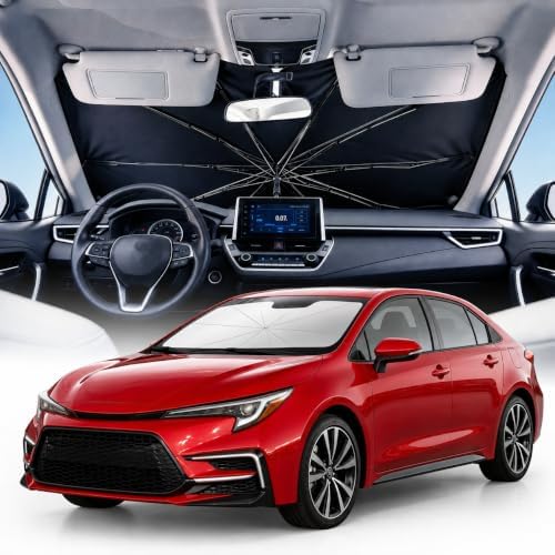 Weektic Windshield Sun Shade Umbrella, [Double Thickened Ice Crystal Coating] Sun & Heat Protection, Keep Car Cool & Protect Interior, Zero Light Leakage Small 53" L x 31" W by Weektic