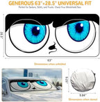 Windshield Sun Shade for Car, 63"x28.5" Stylish Printed Front Window Sunshade with Double Steel Ring Frame, Universal Fit Foldable Heat Blocker & UV Protector, with Storage Pouch (Eyes) - Image 3