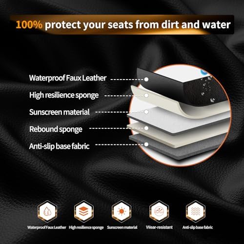 Fit Compass Car Seat Covers Compatible with Jeep Compass 2012-2024 2025 2026.Full Coverage Waterproof Leather,Compatible with Airbag,All - Weather Seat Cushion Protector(2 Front,Red) - Image 5
