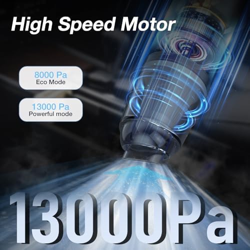 Car Handheld Vacuum Cordless 13000 PA Suction Power, Portable Mini Vacuum Cleaner for Car Home Office and Pet Hair, Black - Image 3