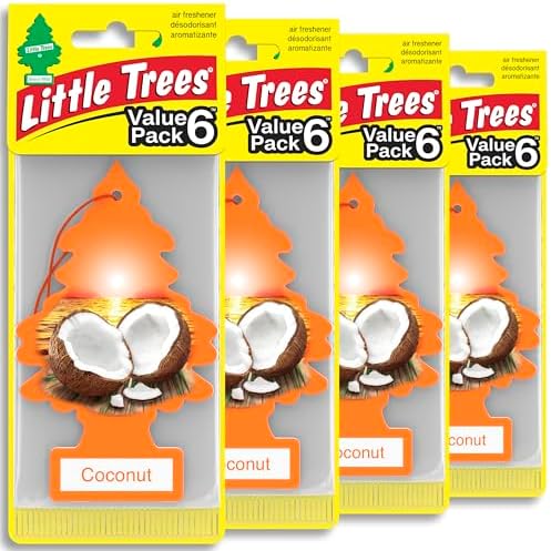 LITTLE TREES Car Air Freshener | Hanging Tree Provides Long Lasting Scent for Auto and Home | 24 Air Fresheners |Coconut by LITTLETREES