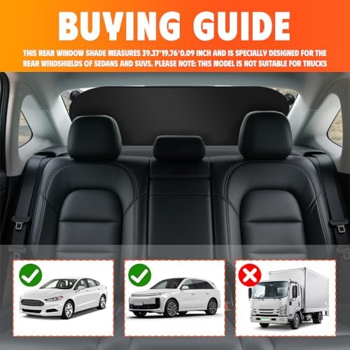 39.37"x19.76" Car Rear Window Sun Shade with 6 Suction Cups,Titanium Silver Rear Windshield Sun Shade for Blocking Heat,Foldable Back Window Suns Shades for Car SUV - Image 7