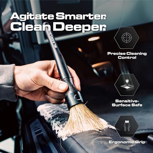 Blackline Car Detailing Brush Set, 2 Pack - Boars Hair Bristles, Interior - Image 2