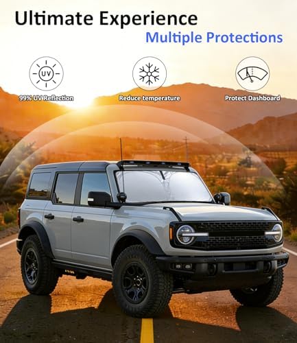 Windshield Sun Shade Custom Fit for Ford Bronco 2021-2026 - Image 3