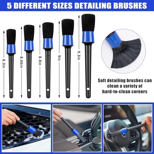 Windshield Cleaner Tool, 17Pcs Car Interior Detailing Kit, Detailing Brush, Towels, Duster, Car Cleaning Kit Interior for RVs, Truck, Trailer (Blue) - Image 4