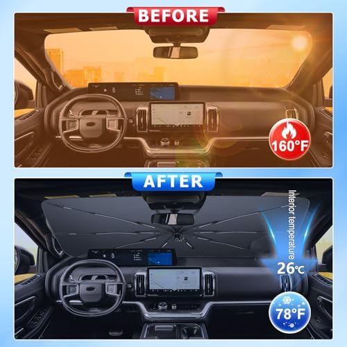for Windshield Sunshade Umbrella for 2025 Ford Expedition, Custom Fit Windshield Sun Protector Cover, 6-Layer Heat-Resistant Fabric, Ultra-Strong Fiberglass Frame (for 2025+ Ford Expedition) - Image 2