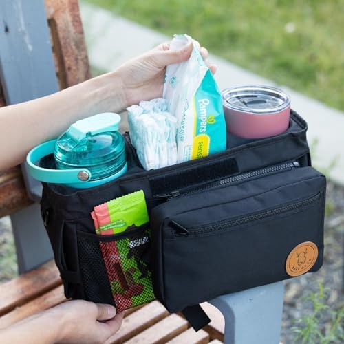 Universal Stroller Organizer with Insulated Cup Holders | Detachable Phone/Wipe Pouch & Shoulder Strap Stroller Caddy | Spacious, Fits Jogger, Umbrella, Travel & Pet Strollers - Image 5