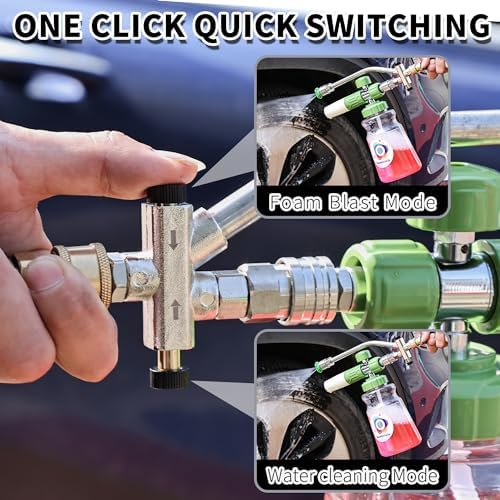 Dual Connector Accessory with Pressure Washer Foam Cannon, Balabulala Pressure Washer Double Tip Attachment for Foam Blaster with with 5 Power Washer Sprayer Nozzles, 1/4" Quick Connect, 3600 PSI - Image 6