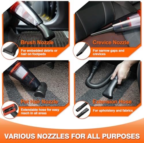 Car Cleaning Kit 19Pcs, Car Interior Detailing Kit with 12000PA High Power Handheld 12V Corded Vacuum, Detailing Brush Set, Cleaning Gel, Complete Car Vacuum Cleaner with Storage Bag for Men & Women - Image 4