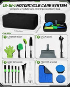 18 Pcs Motorcycle Cleaning Kit with Storage Bag, for Motorcycle Washing - Image 2