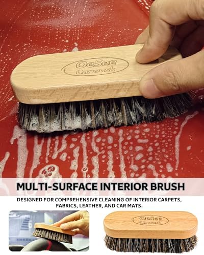 PRO Car Interior Cleaning Kit (9-Piece) - Deep Clean Tools for Leather, Dashboard & Upholstery | Boar Bristle Brush, Dual-Sided Scrub Sponge, Microfiber Towels, Polish Scrub Mitt, Detailing Brushes - Image 2