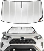 Pigenius Windshield Sun Shade for Toyota RAV4 2019-2025; RAV4 Prime 2021-2024. Full Coverage Rearview Mirror Shade for Ultimate Protection by Pigenius