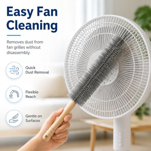 Tower Fan Cleaner, Bendable Microfiber Duster for Electric Fan and Blinds, Reusable Fan Cleaning Brush, Flexible Dust Collector for Cobwebs, Vents, Window Blinds & Hard-to-Reach Areas (Gray-1PC) - Image 2