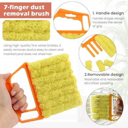 5Pcs Window Blind Cleaning Set, Washable 7 Fingers Duster Brush - Image 5
