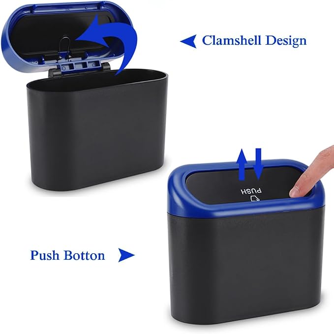 Accmor Car Trash Can with Lid, Vehicle Trash Bin Car Dustbin Garbage Organizer Holder with Trash Bag, Portable Hanging Mini Wastebasket Bin Trash Container for Auto Cars, Home, Office (Blue) - Image 3