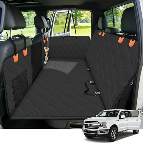 Hard Bottom Dog Seat Cover 400LBS Back Seat Extender for Large Dogs | Waterproof Polyester, Anti-Slip Surface, 3 Removable Hard Plates, Side Storage Pockets, 4-Mode Convertible, Trucks, SUVs by Unknown
