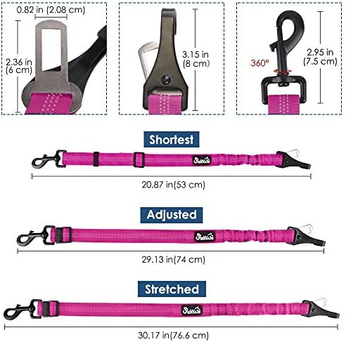 SlowTon Dog Car Seat Belt, 3 in 1 Latch Bar Attachment Dog Safety Seatbelt | Hook Latch Bar& Seatbelt Buckle, Reflective, Heavy Duty Nylon, Durability, Easy of Use, for Travel Riding,FL Pink,27.5" - Image 3