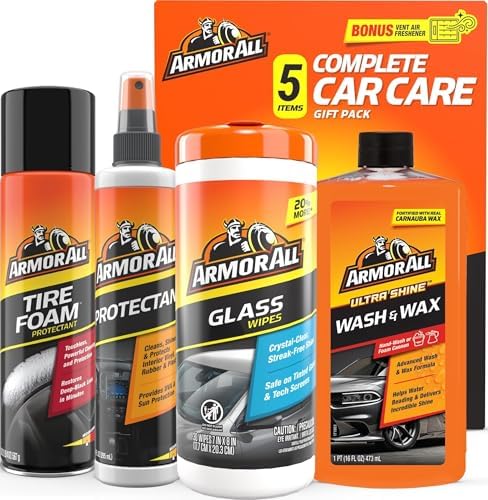 Armor All Car Cleaning Kit, Glass Wipes, Protectant, Wash & Wax, Tire Foam by ArmorAll