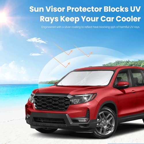 Sunshade for Honda CRV 2017-2022 Sun Shade Fit HR-V CR-V LX EX EX-L, Sport Hybrid, Sport Touring Hybrid SUV Accessories Front Window Shield Sun Visor Protector Foldable Windshield Cover Block UV Rays - Image 4