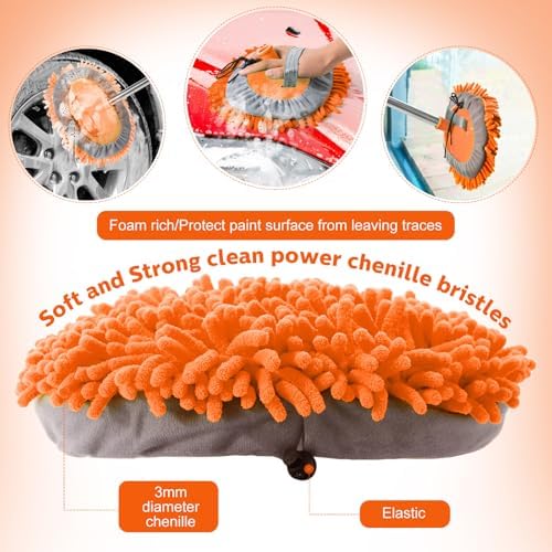 Layhit 5 Pcs Car Wash Mitt Set, Brush Not Included, Orange - Image 3