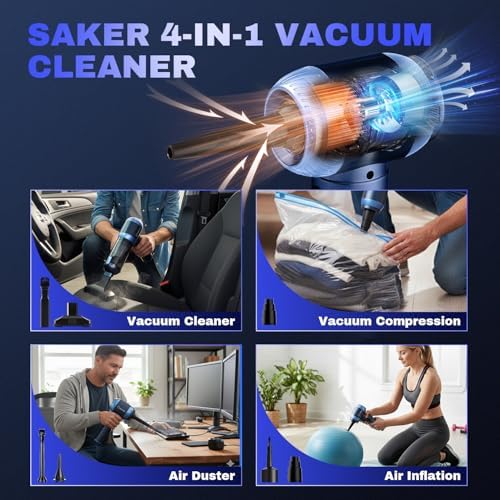 Saker 4 in1 Handheld Car Vacuum Portable Cordless 20000Pa HL157 Blue - Image 4