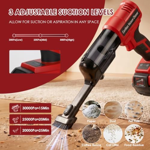 DTEZTECH Cordless Vacuum Cleaner for Milwaukee M18 18V Battery, Electric Handheld Vacuum Cleaner with 105AW Powerful Suction, Portable Vacuum Cleaner for Floor,Carpet, Car, Home (Battery Not Included) - Image 3