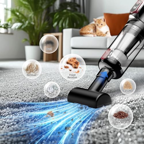 MONOZEL Handheld Vacuum Cleaner, 18000Pa 2 in 1 Cordless Car Vacuum Cleaner&Air Duster, 130W Brushless Motor with 7800mAh Battery, LED Light and Multi-Nozzles, Portable for Home, Car, Office, Pet - Image 3