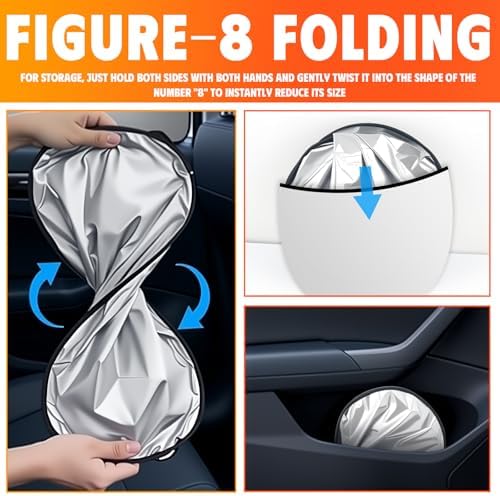 39.37"x19.76" Car Rear Window Sun Shade with 6 Suction Cups,Titanium Silver Rear Windshield Sun Shade for Blocking Heat,Foldable Back Window Suns Shades for Car SUV - Image 4