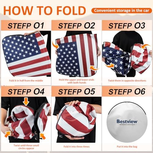Bestview American Flag Windshield Sunshade for 2018-2024 Toyota Camry,Custom Fit Foldable Front Window Sunshade Sun Visor Accessories Protector Block UV Rays Heat, Keep Your Car Cooler - Image 5