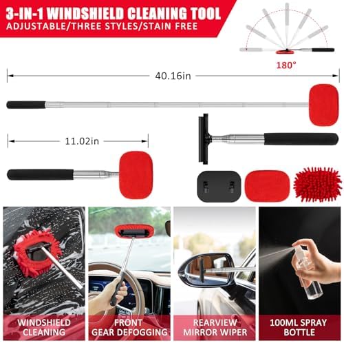 47Pcs Car Wash Cleaning Kit with High Power Handheld Vacuum Windshield Cleaning Tool with Side Mirror Squeegee Bucket Detailing Brushes Tire Brush Towels Complete Detailing Set for Car - Image 3