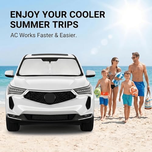 Windshield Sun Shade for Acura RDX 2019-2024 2025 2026 Front Window Shade Custom Fit RDX Accessories Sun Visor Foldable Shade Blocks UV Rays Summer Must Have Car Accessories - Image 4