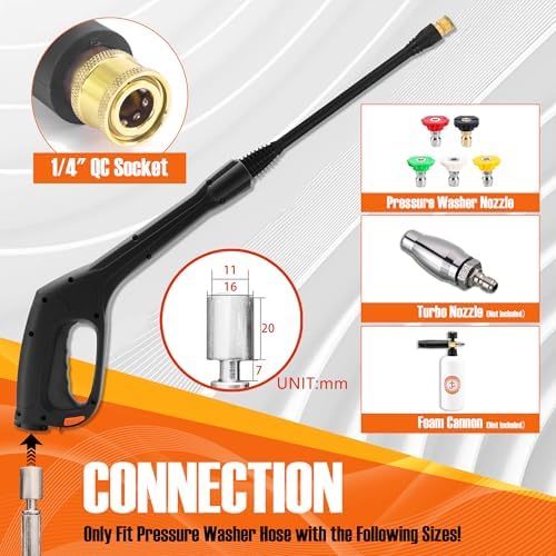 JOEJET Pressure Washer Spray Gun with Extension Wand and 5 Nozzle Tips - Image 3