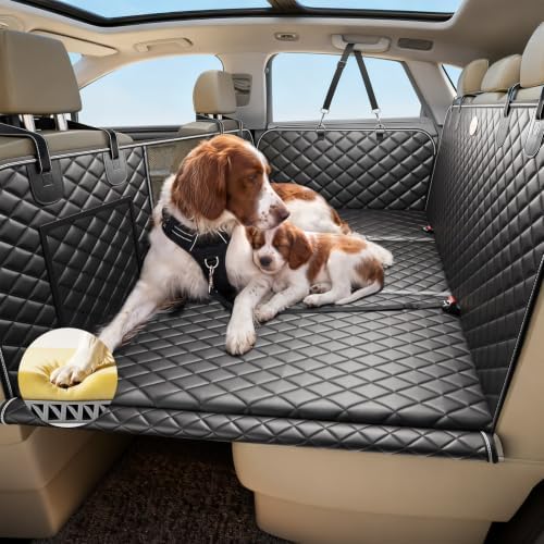【3-Gen Upgraded】Car Back Seat Extender for Dogs, Hard Bottom But Soft Touch | Thick Foam Padding, 600LBS Robust ABS Base BackSeat Cover, Waterproof Anti-Scratch, for Sedan | Mid-Size & Compact SUV/Truck by PetDance