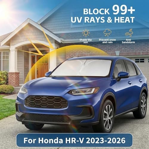 Windshield Sun Shade for Honda HR-V 2023 2024 2025 2026 Front Window Shade Custom Fit HRV Accessories Sun Visor Foldable Shade Blocks UV Rays Summer Must Have Car Accessories - Image 2