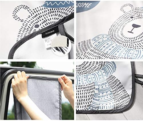Magnetic Car Sun Shade Curtain for Side Window – Sun Blocker and UV Protector for Baby, Kids, and Pets – Universal Fit with Built-in Magnets for Steel-Framed Door (Be-Awesome Bear) - Image 5