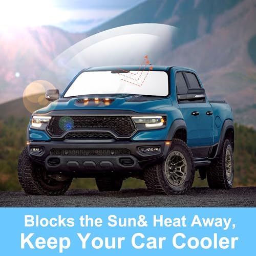TINGLU Sun Shade for Dodge RAM ProMaster 2014-2025 2026 Accessories Windshield Sun Shade Window Shade UV Rays Protection Sun Visor Cover with Steering Wheel Sunshade Storage Bag - Image 5