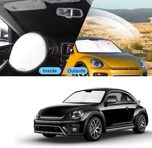 TINGLU Sun Shade for Volkswagen VW Beetle 2012-2019 Accessories Windshield Sun Shade Window Shade UV Rays Protection Sun Visor Cover with Steering Wheel Sunshade Storage Bag - Image 6