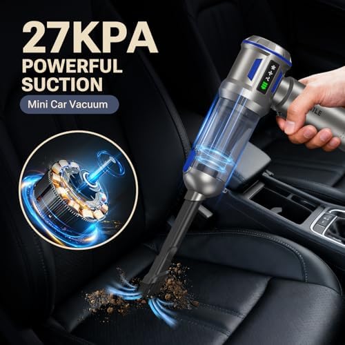 Yomile Mini Vacuum Cleaner, 2 in 1 27000PA Brushless Car Vacuum Air Duster 9000mAh Battery Air Blower Wireless Handheld Vacuum for Car,Office and Home - Image 2