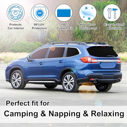 TINGLU Window Shades for Subaru Ascent Touring 2019-2026 Accessories Car Side Full Windows Rear Triangular Windshield Sun Shade Sun UV Rays & Privacy Protection for Camping,Napping,and Relaxing 8PCS - Image 6