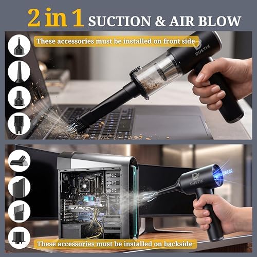 Car Vacuum Portable Cordless 20000Pa Powerful Handheld, Mini, Hoover Cleaner, 3 Speed Suction, Easy Empty, Rechargeable 7800mAh, Blower Inflator Deflator, Car Cleaning Kit - Image 3