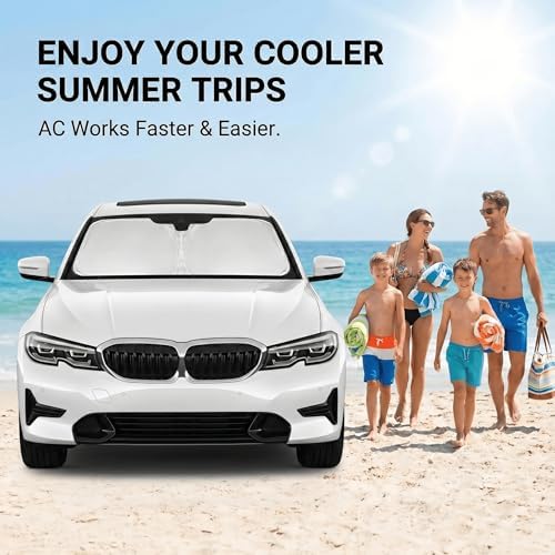for BMW 3 Series 2019-2024 2025 2026 Windshield Sun Shade - Custom Fit 3 Series Accessories 330i 330E M340i 328i 335i 320i 330i 325i Sun Visor Front Foldable Shade Blocks UV Rays Accessories - Image 4