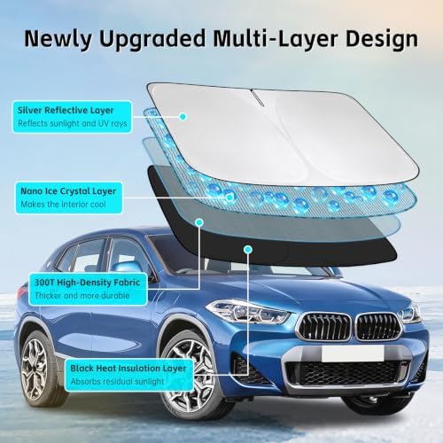 Windshield Sun Shade for BMW X2 2018-2026 Sunshade - Image 3