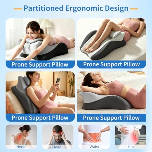Memory Foam Wedge Pillow with Chest Pressure Relief Area- Grey - Image 6