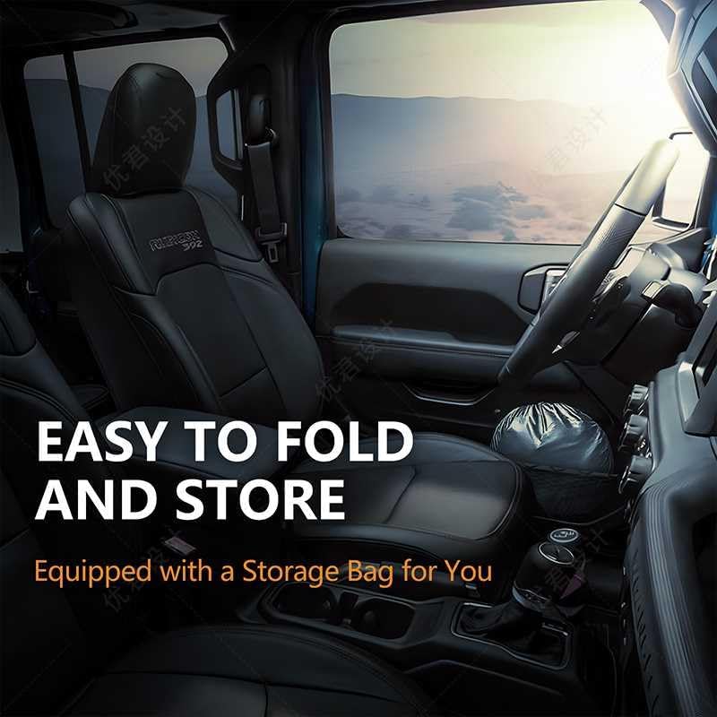 for 2018-2026 Jeep Wrangler - Premium Sunshade for Wrangler JL JLU & 2020-2026 Jeep Gladiator, Front Windshield Sun Shade Blocks UV Rays Foldable Visor with Storage Pouch - Image 5
