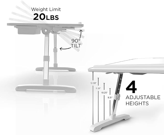 Limitless TotalDesk Portable Workstation and Lap Desk with Adjustable Height & Tilt (White) - Image 6