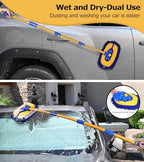 anngrowy 56.7" Car Wash Brush Mop Kit Mitt Sponge with Long Handle Car Cleaning Supplies Kit Tools Car Washing Duster Exterior Scratch Free, Chenille Replacement Head Extension Pole - Image 3