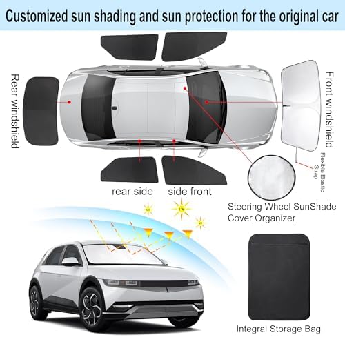TINGLU Window Shades for Hyundai Ioniq 5 2022-2025 2026 Accessorie Car Side Full Windows Rear Triangular Windshield Sun Shade Sun UV Rays & Privacy Protection for Camping,Napping,and Relaxing 6PCS - Image 3